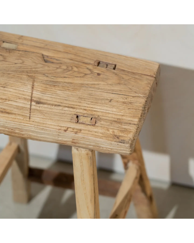 tabouret rustique antique en bois d'orme