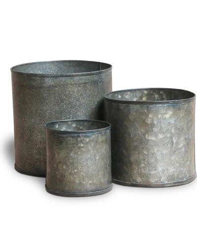 Lot de 3 pots en métal